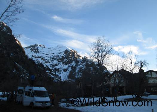 Heading out for ski tour from Roccanegra lodge. Heading out for ski tour from Roccanegra lodge.