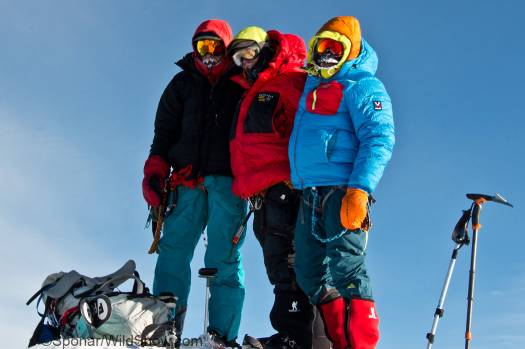 Denali Summit. Cold. Me at left wearing North Face Himalaya, the other guys have what are perhaps more versatile and lighter weight parkas.