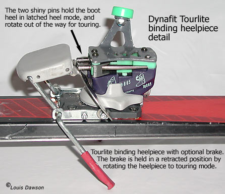 Early Dynafit TLT tech binding heel led to current variety of tech bindings. Early Dynafit TLT tech binding heel led to current variety of tech bindings.