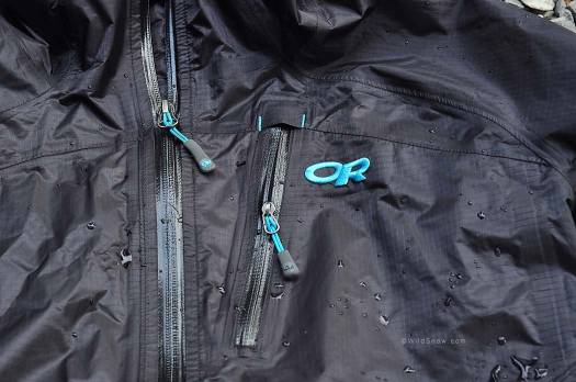Constructed with 100% nylon 30 denier ripstop Pertex® Shield+ 2.5L fabric, OR Helium is made for heavy rains, wet snow, and fairly high pressures all while being lightweight and ultra breathable. Constructed with 100% nylon 30 denier ripstop Pertex® Shield+ 2.5L fabric, OR Helium is made for heavy rains, wet snow, and fairly high pressures all while being lightweight and ultra breathable.