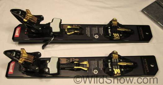 The elusive Kingpin will be sold in 4 versions, shown here is one with brake and one without. One version will have 5-10 DIN and one will have 6-13, a rental-demo version rounds out the selection. The elusive Kingpin will be sold in what could be called 5 versions, shown here is one binding with brake and one without. One version will have 5-10 DIN and one will have 6-13, a rental-demo version rounds out the selection.
