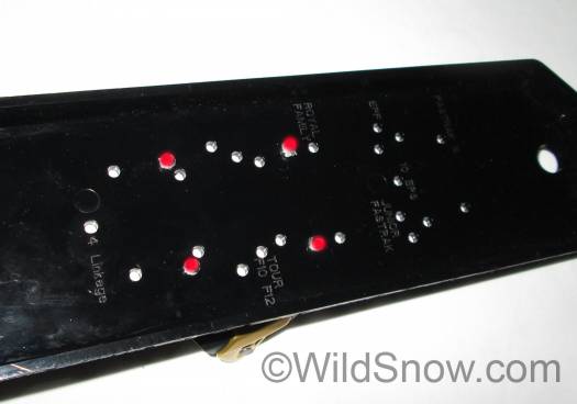Underside of Marker binding demo board shows various screw patterns, note Royal Family, with Kingpin screws marked as red. Underside of Marker binding demo board shows various screw patterns, note Royal Family, with Kingpin screws marked as red.