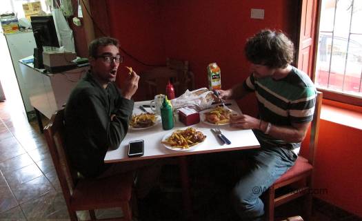 Enjoying a bit of pollo brasa in civilization, when we picked up Karina and Skyler. It's an addiction and the fries are made the old fashioned way, in lard, and they taste great. Enjoying a bit of pollo brasa in civilization, when we picked up Karina and Skyler. It's an addiction and the fries are mad the old fashioned way, in lard, and they taste great.