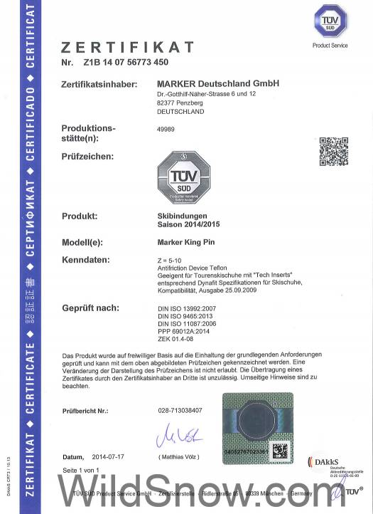 DIN/ISO certification by TUV. DIN/ISO certification by TUV.