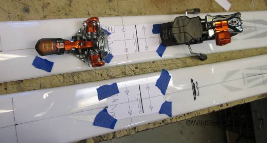 My DIY paper template works with a center line drawn on the ski. My DIY paper template works with a center line drawn on the ski.