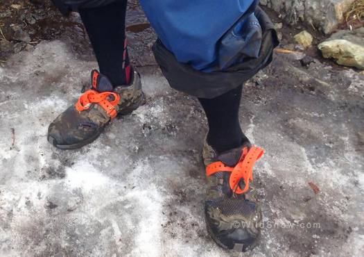 Inexplicably, Boa lace system on both shoes broke within minutes during a remote approach. Voile straps to the rescue. Inexplicably, Boa lace system on both shoes broke within minutes during a remote approach. Voile straps to the rescue.