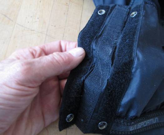 Cuff gaiter velcro and snaps are intended to make cuff diameter adjustable. Instead they're just a hassle. Cuff gaiter velcro and snaps are intended to make cuff diameter adjustable. Instead they're just a hassle.