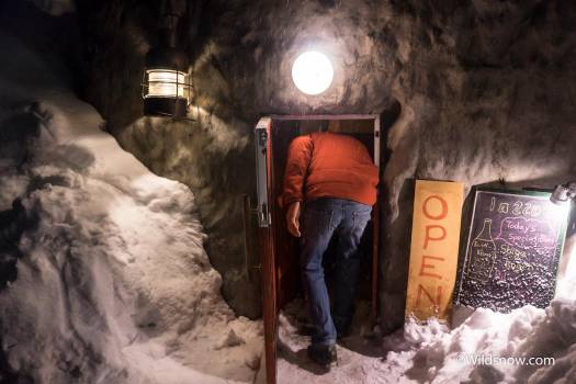 The famous Fridge Door bar in Niseko. The entrance is through this diminutive re-purposed refrigerator door. The famous Fridge Door bar in Niseko. The entrance is through this diminutive re-purposed refrigerator door.