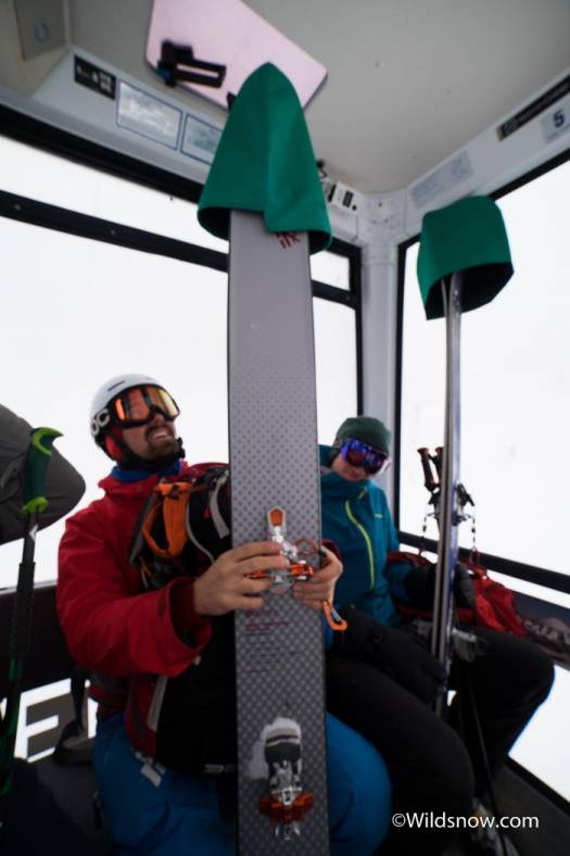 They give you these things to put on top of your skis in the gondola. Not really sure of the purpose, but they were good for a laugh. They give you these things to put on top of your skis in the gondola. Not really sure of the purpose, but they were good for a laugh.