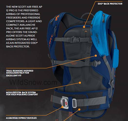 Scott AP12 Pro avalanche airbag backpack is a bit small for full-on backcountry skiing, but it'll work well for fairly short tours, freeride, and that sort of thing. Very light. Scott AP12 Pro avalanche airbag backpack is a bit small for full-on backcountry skiing, but it'll work well for shorter tours, freeride, and that sort of thing. Very light.