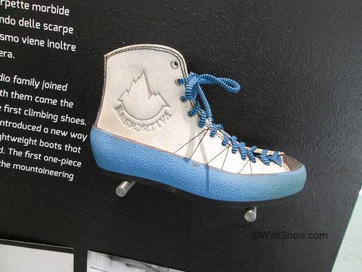 One of the early climbing shoes.