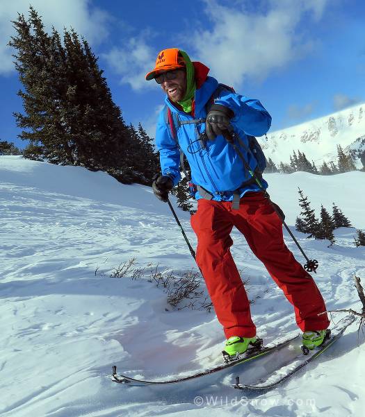 Dynafit Marketing Manager, Jamie Starr, charges up on the Denali's. He's wearing the Beast hard shell jacket and pant.