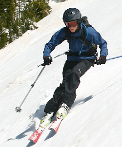 Louie Dawson making a spring 2004 backcountry mountain descent in Louie Dawson making a spring 2004 backcountry mountain descent in