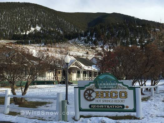 In the foothills of the Absaroka Mountain Range, Chico Hot Springs Resort.