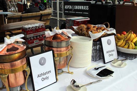 A well deserved spread for the athletes but they forgot about the cowbells and Gluhwein for the spectators. A well deserved spread for the athletes but they forgot about the cowbells and Gluhwein for the spectators.
