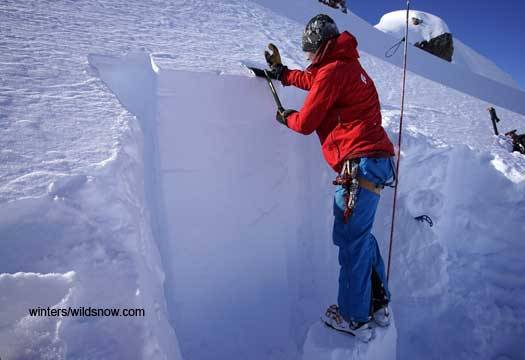 Snow investigations. Our snow pit was so deep I had to build a stool out of snow blocks to do a column test. Snow investigations. Our snow pit was so deep I had to build a stool out of snow blocks to do a column test.