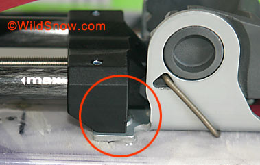 Heel unit is located such that rear of carbon fiber rails is close to rear of screw in base plate. Heel unit is located such that rear of carbon fiber rails is close to rear of screw in base plate.