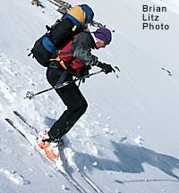 Louis Dawson skis from Darling Pass during the 2001 Trooper Traverse. 