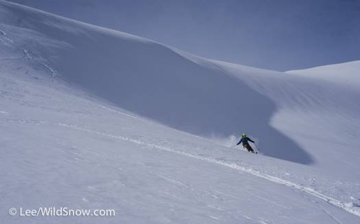 Skiing from the Balfour, the snow was nice, we found a good pitch and pretty long run, but most spectacular was the looming presence of Mount Balfour above us and Mount Gordon and Mount Olive across the valley. Skiing from the Balfour, the snow was nice, we found a good pitch and pretty long run, but most spectacular was the looming presence of Mount Balfour above us and Mount Gordon and Mount Olive across the valley.