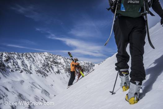 It was steep enough that I was happy to have an ice axe, but didn’t regret leaving crampons at home--two and half hours and a few summit shenanigans later we put on skis. It was steep enough that I was happy to have an ice axe, but didn’t regret leaving crampons at home--two and half hours and a few summit shenanigans later we put on skis.