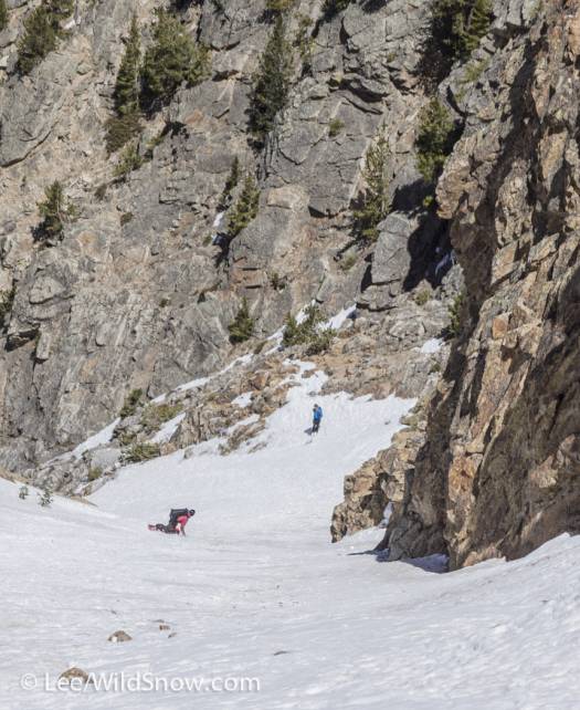 The bottom of the line roles through inset canyons presenting an opportunity to practice avoiding rocks and chase nearly every type of snow found in the mountains. The bottom of the Twin Peaks line roles through inset canyons presenting an opportunity to practice avoiding rocks and chase nearly ever type of snow found in the mountains.