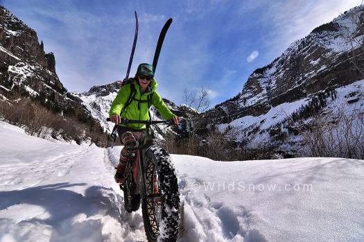 The Smartloft skirt keeping my legs cozy while on a fat bike mission near Telluride. I really like how you can choose how many button snaps you want to use. Here I have the bottom few un-buttoned for more movement. On this adventure, I discovered that the skirt is great for blocking mud/snow spray from my backside and seat. It all washed out just fine! The Smartloft skirt keeping my legs cozy while on a fat bike mission near Telluride. I really like how you can choose how many button snaps you want to use. Here I have the bottom few un-buttoned for more movement. On this adventure, I discovered that the skirt is great for blocking mud/snow spray from my backside and seat. It all washed out just fine!
