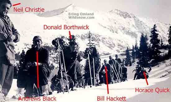 Most of the original 1944 troopers in Hunter Creek, probably on their last day. Trooper Couloir to right just out of photo. Most of the original 1944 troopers in Hunter Creek, probably on their last day. Trooper Couloir to right just out of photo.
