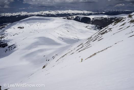 The snow up high was rock hard under overcast skies, but further down soft spring turns were a blast. The snow up high was rock hard under overcast skies, but further down soft spring turns were a blast.
