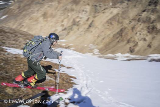 Not only is Alaska one of a kind, but Alaskans are one of a kind, here Caleb stretches a run on Cathedral Mountain as far as he can with a running start. Not only is Alaska one of a kind, but Alaskans are one of a kind, here Caleb stretches a run on Cathedral Mountain as far as he can with a running start.