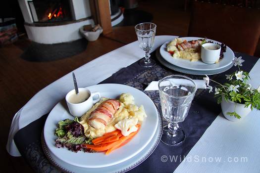 Go skiing and return to a meal like this.  Heaven.