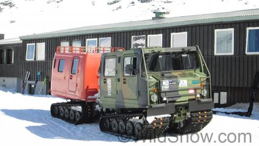 Everyone can get their gear hauled on the over-snow road by these snowcats purchased from the military. Everyone can get their gear hauled on the over-snow road by these snowcats purchased from the military.