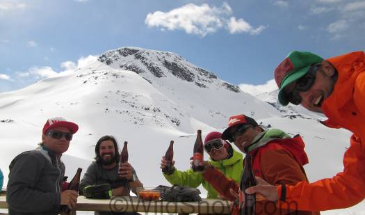 The group after their big day of human powered ski photography. Peak in background is Stehoe. The group after their big day of human powered ski photography. Peak in background is Stehoe.
