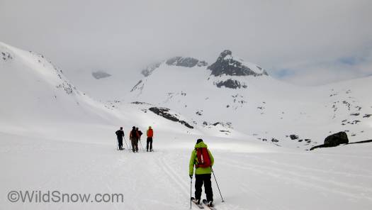 IMG_6112-stetinden-approach This post will give you an idea of Jotunheimen terrain you can access from the lodges. It's vast. You will salivate. Get there during spring snowpack, sometime in late April or early May.