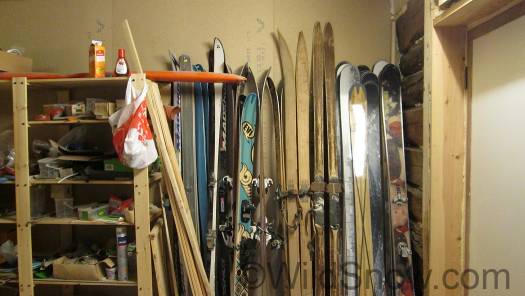 Endre is big into history; he keeps quite a few pairs of ancient skis around for inspiration. These things were probably owned by Sondre Norheim himself. Endre is big into history; he keeps quite a few pairs of ancient skis around for inspiration. These things were probably owned by Sondre Norheim himself.