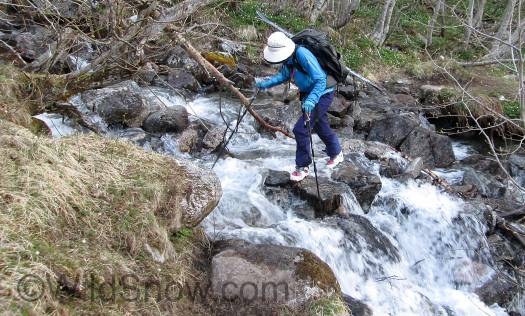 The approach began with some creek crossings and dirt hiking.