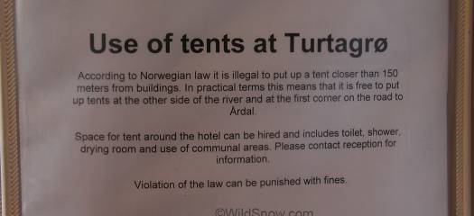 Tenting regulations, you are free to camp just about anywhere in Norway, public or private land, but you have to keep your distance. Tenting regulations, you are free to camp just about anywhere in Norway, public or private land, but you have to keep your distance.