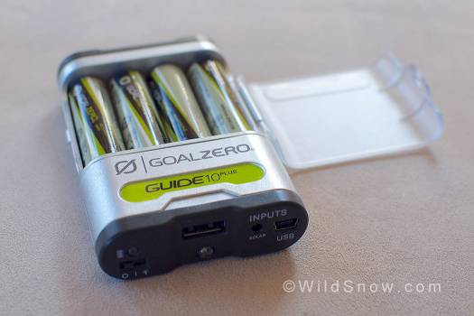 The Guide 10 will charge AA or AAA batteries (with an adaptor).