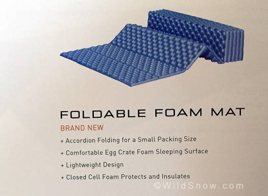 Alps Foldable Foam Mat weighs a mere 6 oz at full size.