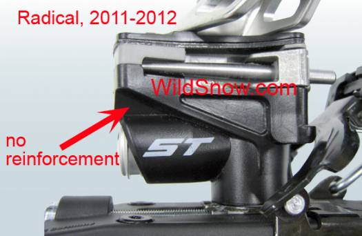 Original binding does NOT have the reinforcement, and also has weaker screws and top plate. Original binding does NOT have the reinforcement, and also has weaker screws and top plate.