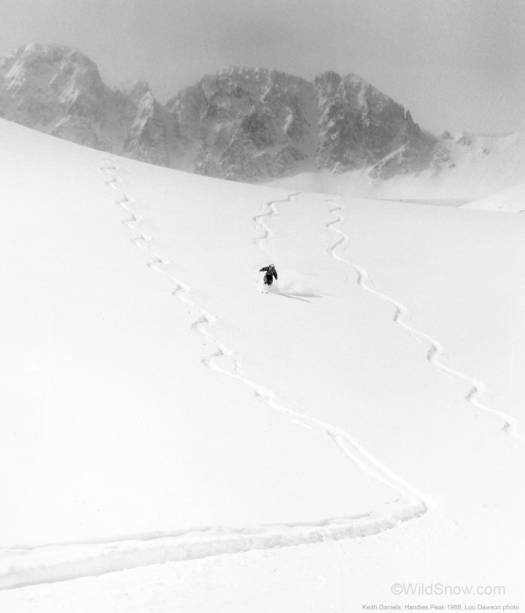To really make this a Throwback Thursday, I'll throw in this B&W I made in 1988 while doing my 'ski the fourteeners' descent on Handies Peak out of American Basin in the San Juans. That's Keith, still in the Carhartt one-piece. To really make this a Throwback Thursday, I'll throw in this B&W I made in 1988 while doing my 'ski the fourteeners' descent on Handies Peak out of American Basin in the San Juans. That's Keith Daniels, still in the Carhartt one-piece.