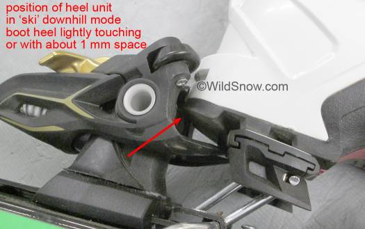 With boot attached to ski at the toe unit, slide the heel unit up to the boot heel and mark the screw positions. With boot attached to ski at the toe unit, slide the heel unit up to the boot heel and mark the screw positions.