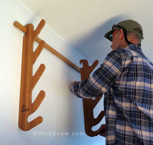 Step Two: hang ski mounts on bar. You're done! Step Two: hang ski mounts on bar. You're done!