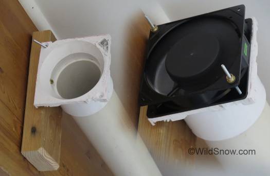 PVC 'closet' flange makes a perfect 4-inch fan mount. PVC 'closet' flange makes a perfect 4-inch fan mount.
