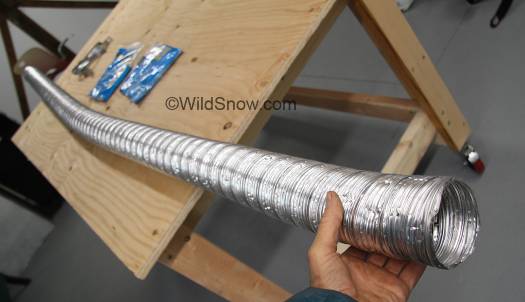 Stretching out the dryer duct vent used as core. Be careful not to crimp or compress, keep it nice and round. Stretching out the dryer duct vent used as core. Be careful not to crimp or compress, keep it nice and round.