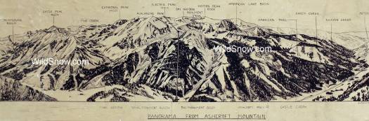 Andre Roch 1937 plan for developing skiing in the Castle Creek Valley out of Aspen. Andre Roch 1937 plan for developing skiing in the Castle Creek Valley out of Aspen.