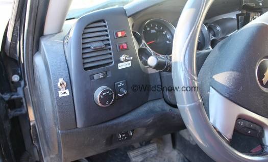 2009 Silverado Duramax has room for a few switches in the dash panels left of the instrument cluster. 2009 Silverado Duramax has room for a few switches in the dash panels left of the instrument cluster.