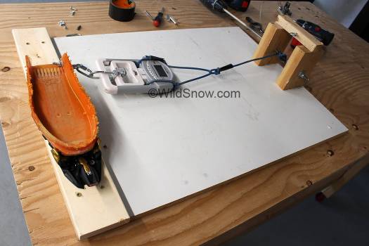 Test rig uses hand strength dynamometer and windlass operated by cordless drill. Test rig uses hand strength dynamometer and windlass operated by cordless drill.