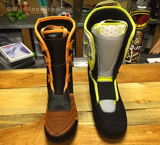 Notice the ventilation holes on the orange Carbon Light compared with the added girth for warmth on the MTN Explore.
