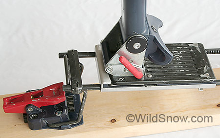 heel-detail Heel detail in touring mode, with heel lift in raised position.