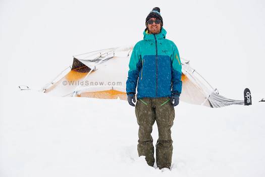 Don’t be distracted by the buried 10-foot tall tent. The Arcteryx Rush Shell and Stinger Bibs have been the fortification of choice for much of last winter. Don’t be distracted by the buried 10-foot tall tent. The Arcteryx Rush Shell and Stinger Bibs have been the fortification of choice for much of last winter.